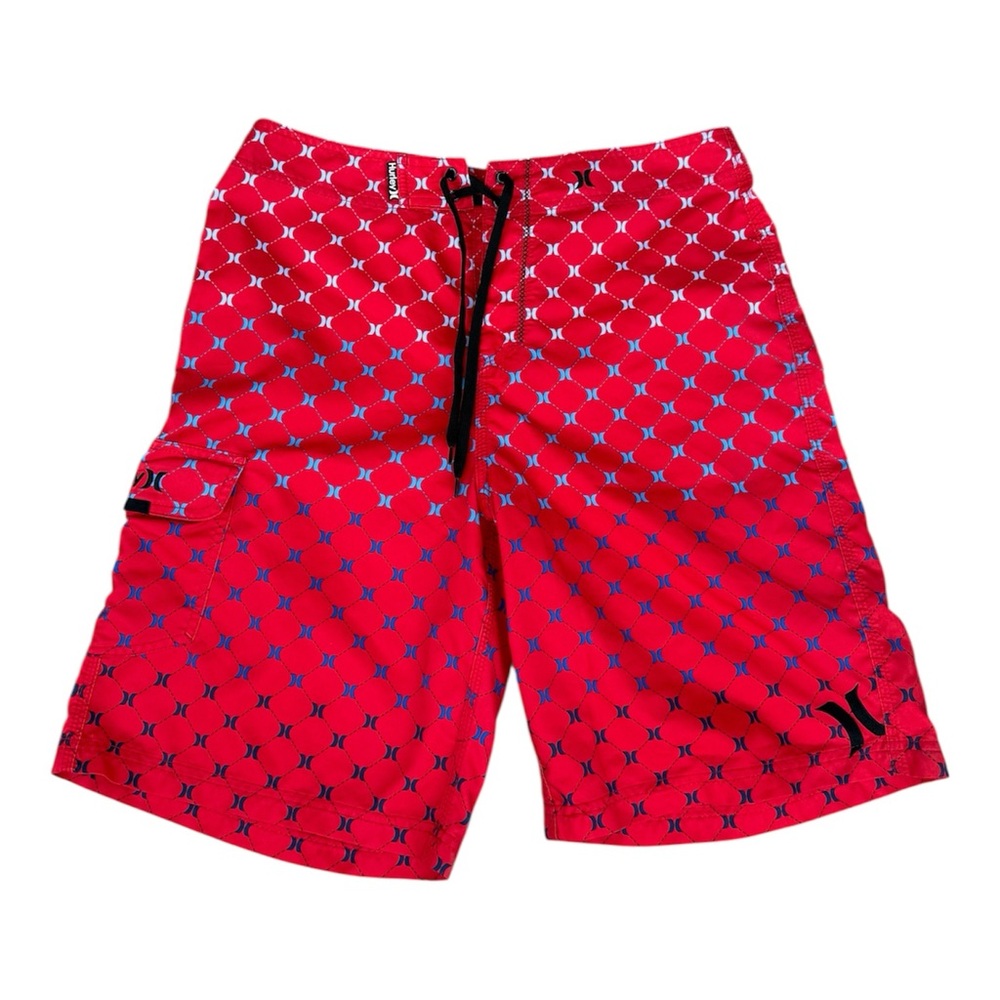 Hurley Red and Blue Patterned Board Shorts size 34